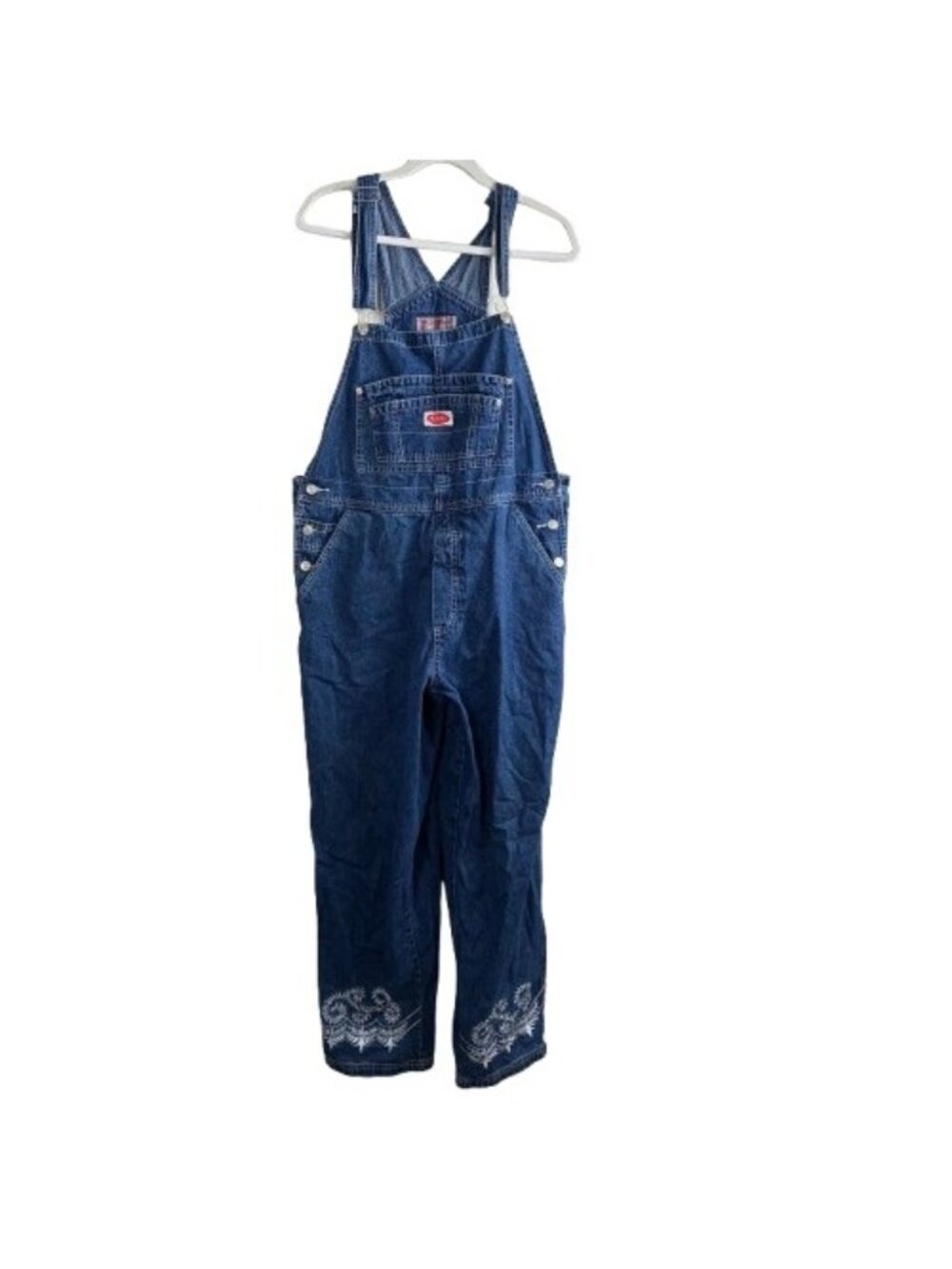 VTG 90s Revolt Clothing Co Denim Embroidered Overalls Sz 18 Blue